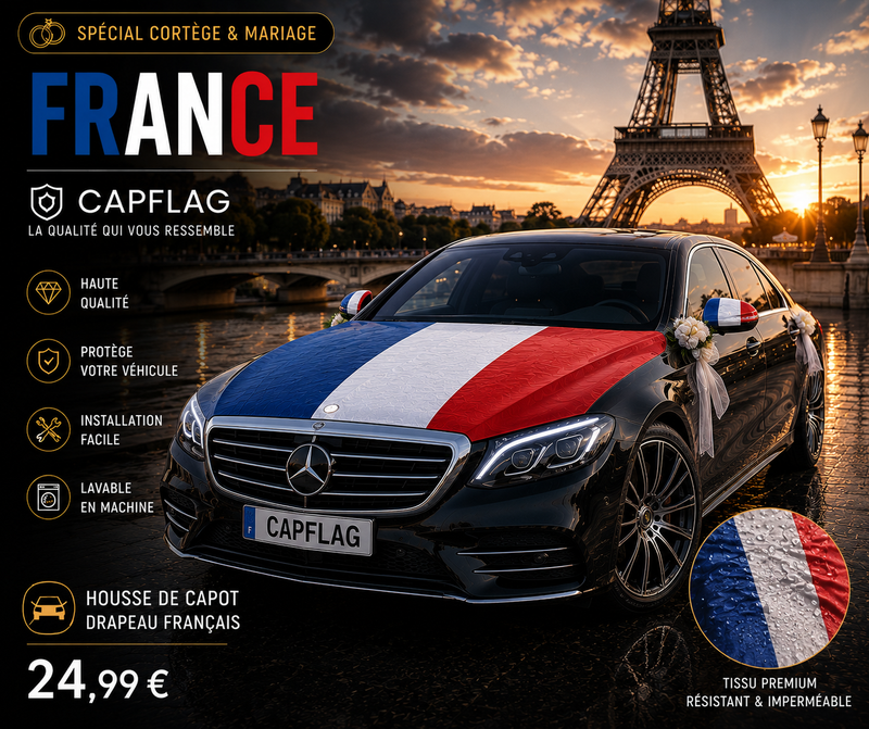 Pack Total Look France : drapeau de capot et housses de rétroviseurs assortis — CapFlag