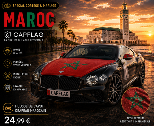 Pack Total Look Maroc : drapeau de capot et housses de rétroviseurs assortis — CapFlag