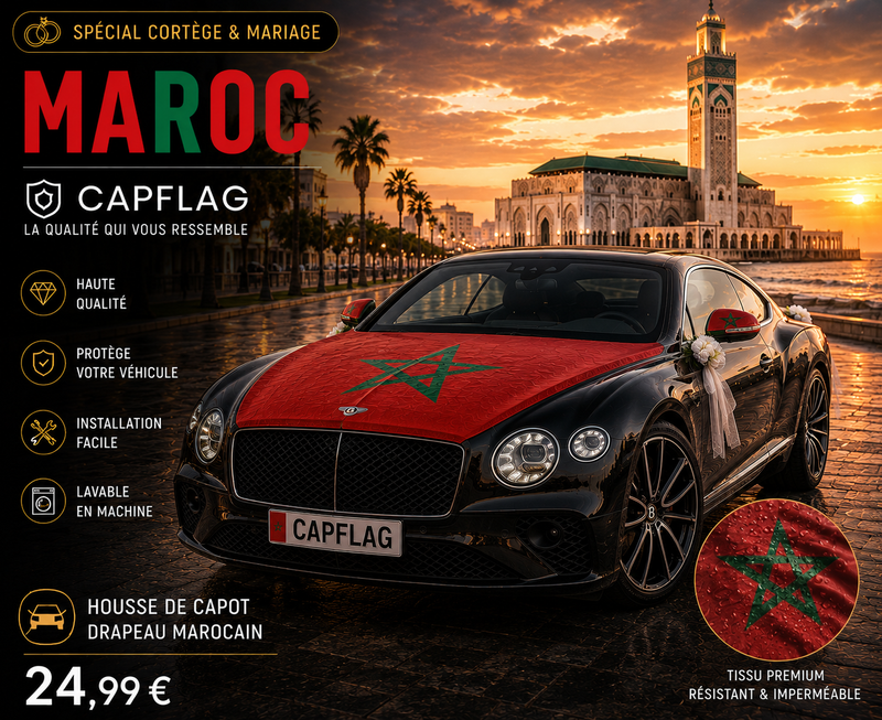 Pack Total Look Maroc : drapeau de capot et housses de rétroviseurs assortis — CapFlag