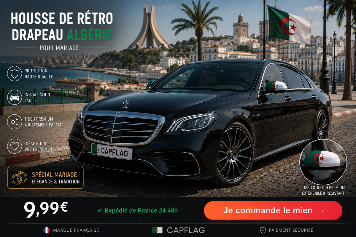 Housses de rétroviseurs Algérie assorties, tissu élastique — CapFlag