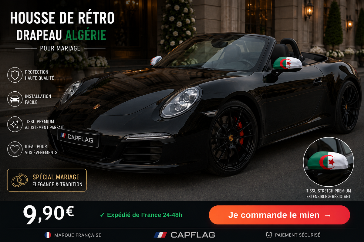 Housses de rétroviseurs Algérie sur voiture, tissu élastique — CapFlag