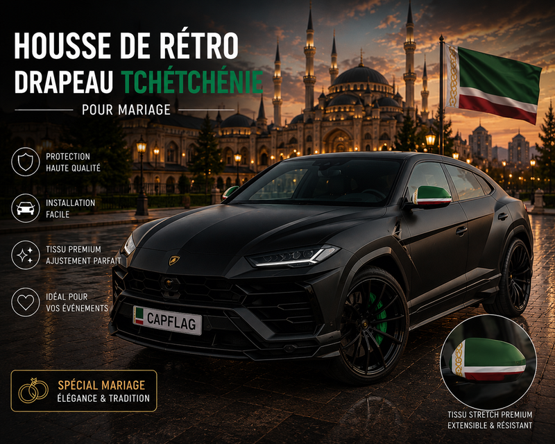 Housses de rétroviseurs Tchétchénie assorties, tissu élastique — CapFlag