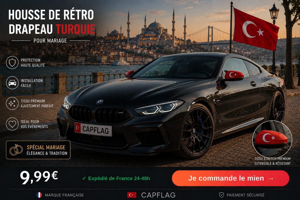 Housses de rétroviseurs Turquie assorties, tissu élastique — CapFlag